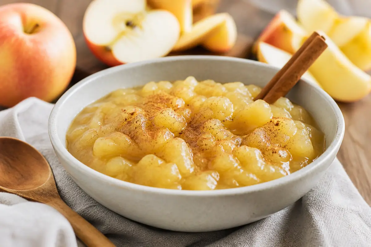 Compote pomme sans sucre maison dans un bol